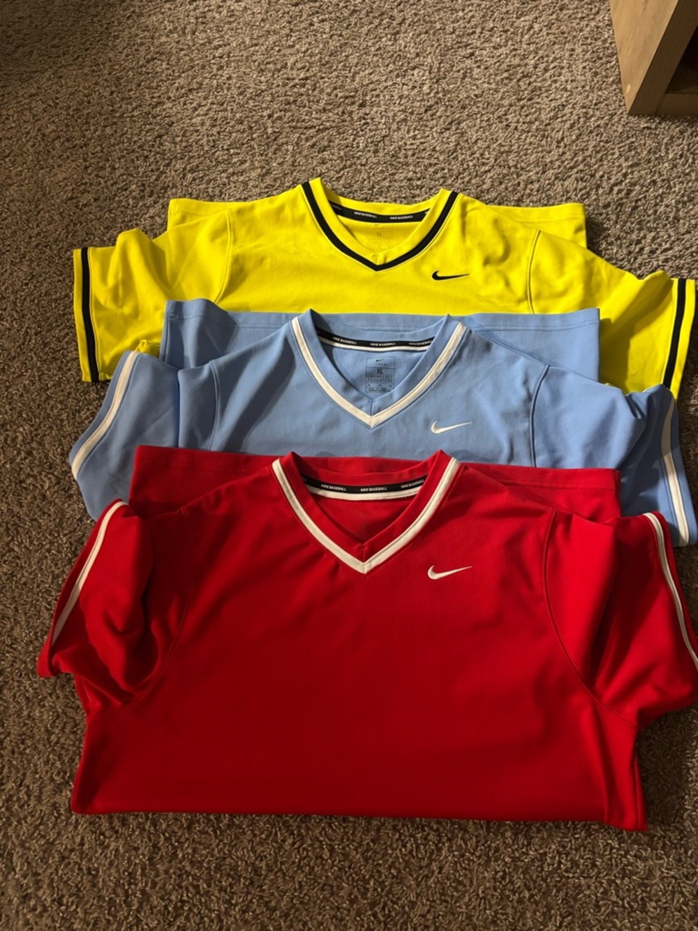 Nike dri-fit v neck baseball tees